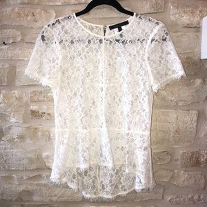 BCBGMaxAzria Lace Peplum Top